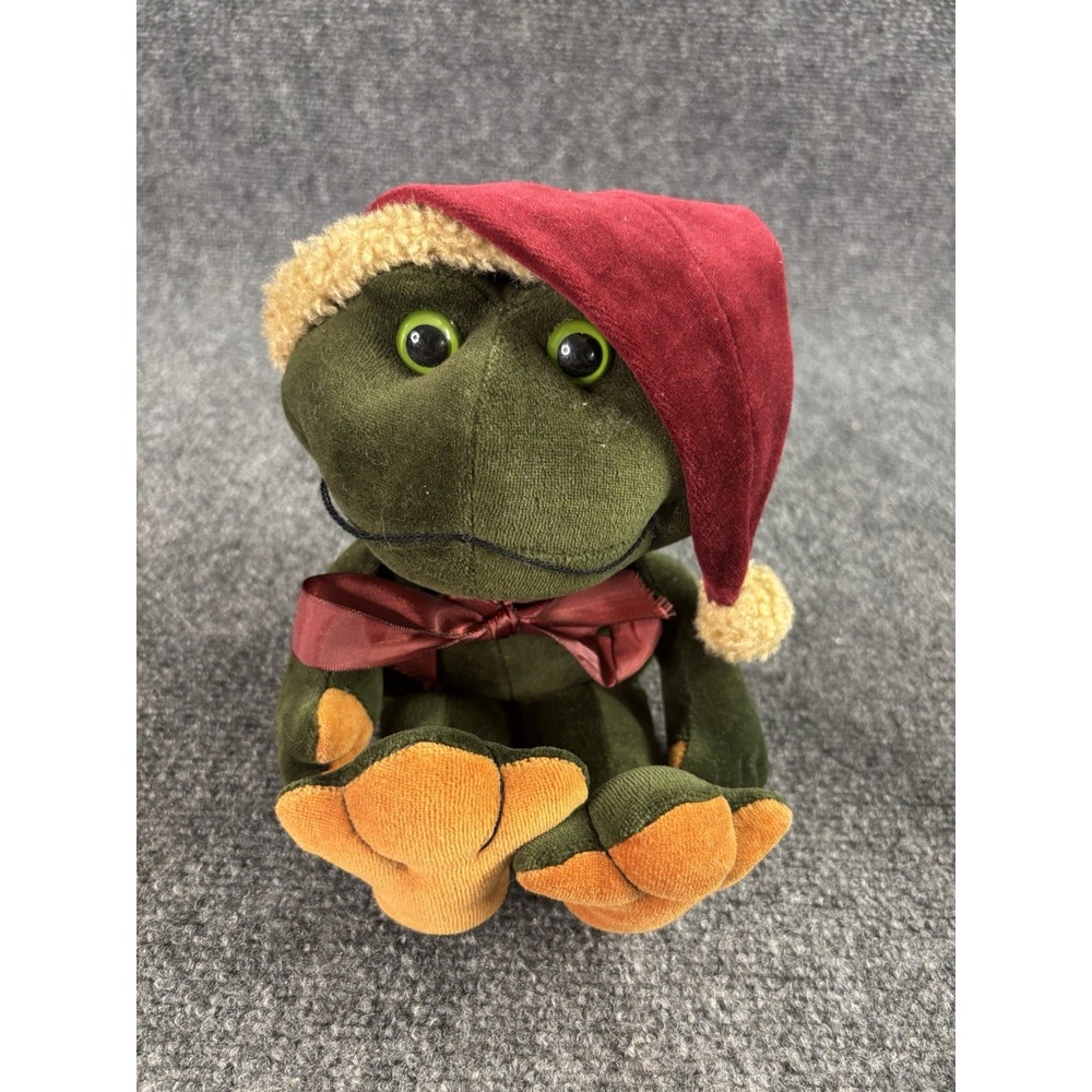Vintage Boyds Bears Christmas Frog Plush with Santa Hat